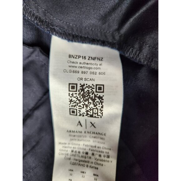 AX Armani Exchange Men's Linen Twill Chino Navy Blue Pants W31"x27" - Picture 11 of 16
